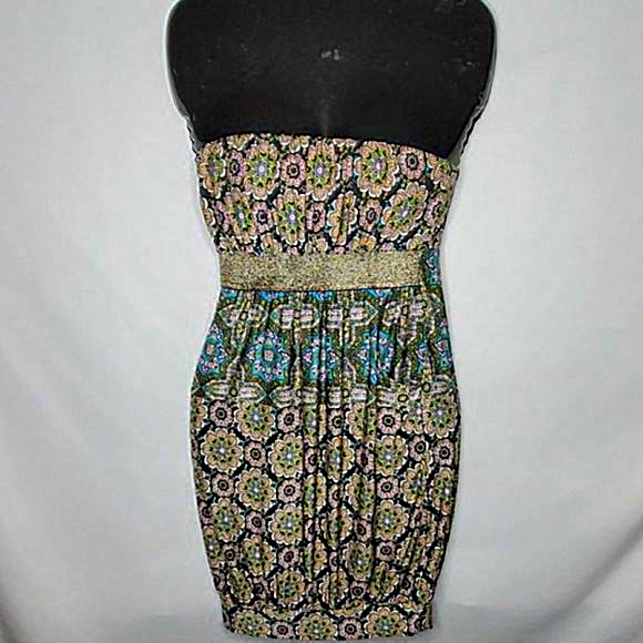 Baby‎ Phat Floral Strapless Dress Black S - Picture 1 of 3
